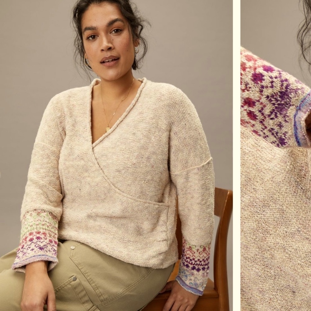 Anthropologie NWT Pilcro Drew Surplice Sweater Size 1X.